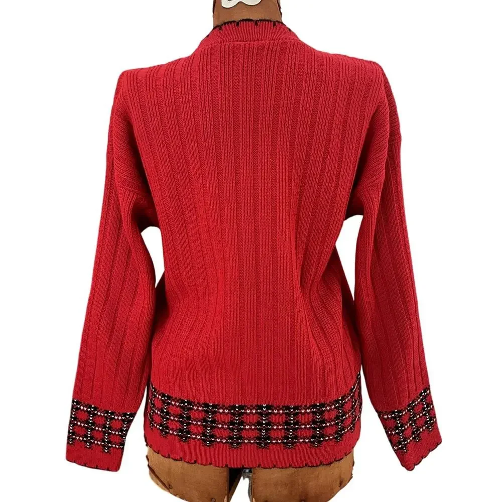 Arielle Sz S Vintage Teddy Bear Sweater Red Holiday Christmas Ugly 90's Kidcore